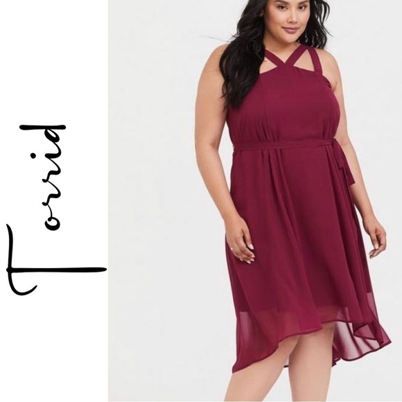 Torrid Midi Chiffon Cutout Jewel Torrid Dress - Picture 1 of 11
